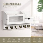Wall Mount Key And Mail Holder With Drawer 6 Hooks White