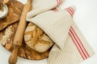 Red Stripe Tea Towel Jacquard Woven Cotton Linen Czech Kitchen Dish Towel