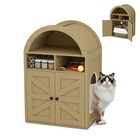 Arched Cat Litter Box Enclosure Furniture With Storage - Pet Supplies Organizer