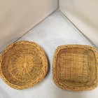 Wicker Basket Set Home Decor Small Tan Round   Square Cottagecore Farmhouse Boho