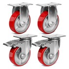Heavy Duty 4 Inch Polyurethane Swivel Casters Set Of 4 With 2000 Lb Capacity