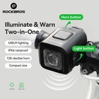 Rockbros 2 In 1 Electric Bike Horn Headlight 120db Bicycle Bell 450lm Head Light
