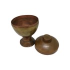 Vtg Copper   Brass Round Pedestal Bowl With Lid Chalice Trinket Rustic Handmade 
