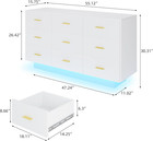 Modern 9 Drawer Dresser With Led Light - White Wooden Chest For Bedroom   Living