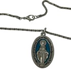 Blessed Mary Miraculous Holy Medal On Chain  Silver Tone Necklace