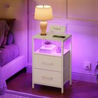 Nightstand With Charging Station Bedside Table Led Lights