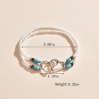 Elastic Beaded Ankle Bracelets For Women Double Heart Layered Ankle black Gold 