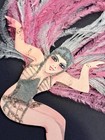 Antique Art Deco Feathered Showgirl Table Decoration Place Card 6 5    Original Os