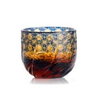Amber Blue Crystal Shot Glass Edo Kiriko Diamond Sake Glass Hand Cut Clear 2oz
