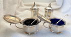 Antique English Sterling Silver Condiment Set London  Salt Pepper Mustard 178g