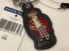 New Polo Ralph Lauren Holiday Winter Bear - Leather Key Ring Keychain - Black