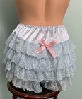 New Glossy Satin    Frilly Lacy Bloomers Panties Xl To  1x Girly Soft 3 Bows