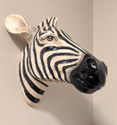 Hand Painted Resin Faux Zebra Head Bust Wall Decor