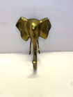 Vintage Solid Brass Elephant Wall Hook Sculptural Trunk And Tusks