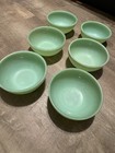 Lot Of 6 Vintage Fire King Jadeite Green Bowls Oven Ware 5  Chili Soup Mixed Set