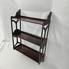 Antique English Edwardian Mahogany Fretwork Etagere Wall Shelf Art Deco Vintage