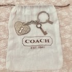 Coach Silver Tone Metal Heart   Key Charm Key Chain W  Logo Pouch Women