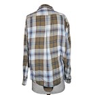 Plaid Cotton Flannel Long Sleeve Shirt Size Large