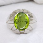 Peridot Oval Cut Gemstone With 925 Sterling Silver Ring For Men s  a54