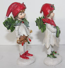 Pair Of Vintage Pixie Elf  Figurines With Holly Wings