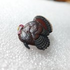 Turkey Figurine Realistic Painted Wildlife Fall Decor Model Pin Lapel