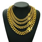 10-22mm Stainless Steel 14k Gp Miami Hip Hop Cuban Chain Necklace Bracelet