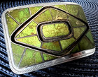 Eye Popper  Heavy Vintage Southwestern Green Turquoise Belt Buckle Inlay 110g