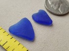 Genuine Beach Sea Glass Surf Tumbled Cobalt Blue Frosted Heart Shape Rare V1
