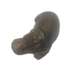 Vintage Handmade Signed Stone Art Pottery Miniature House Hippo Figurine    