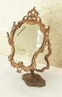 Vtg Antique Solid Brass Victorian Nouveau Table Top Vanity Swing Tilt Mirror
