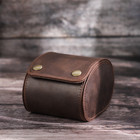 Watch Box Vintage Single Slot Handmade Travel Storage Case Snap Button Coffee