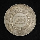 1860 Brazil 1000 Reis - Free Shipping Usa