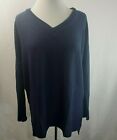 Zenana Waffle Knit Pullover Top V Neck Long Sleeve Light Weigh Soft Navy S M