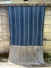 Japanese Indigo Striped Fabric 205cm Vintage Cotton Boro Textile Meiji Taisho