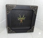 Framed Jeweled Flower Mantis Metal Filigree Praying Oddity Curiosity Taxidermy