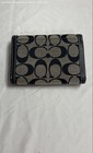 Vintage Y2k Coach Black Signature C Canvas Leather Trifold Wallet Coa