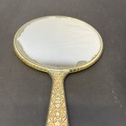 Vintage Hand Held Silver Tone Mirror   Floral Scroll