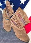 Naughty Monkey Women s Booties Sz 8 Brown Western Boho Leather Fringe Boot