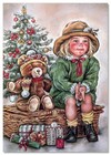 Pretty Little Girl Teddy Bear Toy Merry Christmas Gifts Art New Modern Postcard
