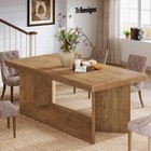 63in Farmhouse Dining Table For 4-6 Heavy Duty Pedestal Rectangular Wooden Brown