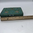 Vintage Chinese Cloisonne Enamel Brass Lidded Trinket Box Ball Feet 2 X 6 Inches