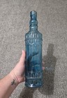 Vintage 12  Tall Blue Glass Bottle Raised Design Home Decorative Bottle