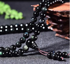 Obsidian 108 Mala Beads Bracelet Natural Rainbow Eye Stone Wrap Necklace