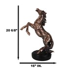 Large 21 h Western Black Beauty Prancing Horse Bronzed Resin Figurine With Base