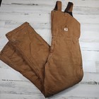 Carhartt Canvas Overalls Womans Large 12 14 Brown Carpenter Double Knee 102438