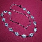 Vintage Y2k Belt Rhinestone Silver Tone Metal Hip Links 42  Size Small Medium