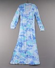 Vintage Miss Elaine Floral Maxi Robe Womens S Blue 90s