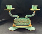 Vintage Shabbat Candlestick Set Brass Verdigris 1970s Israel