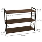 Jamestown Wide 3 Shelf Open Storage Bookshelf Mid Century Walnut Wood Grain