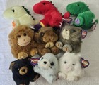 Vintage Swibco Puffkins Lot Plush Toys Dinosaurs Animals W hang Tags Ln Pufkins